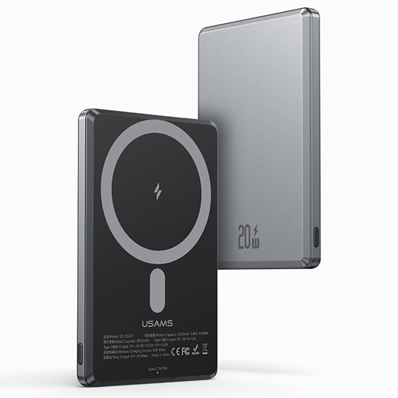 USAMS US-CD220 PB73 Magnetic Wireless Power Bank 5000mAh PD 20W Fast Charging Phone Charger USAMS US-CD220 PB73 Magnetic Wireless Power Bank 5000mAh PD 20W Fast Charging Phone Charger